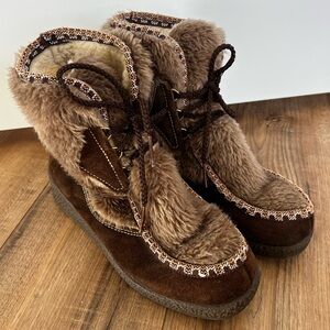 Vtg Yodeler Fur Boots